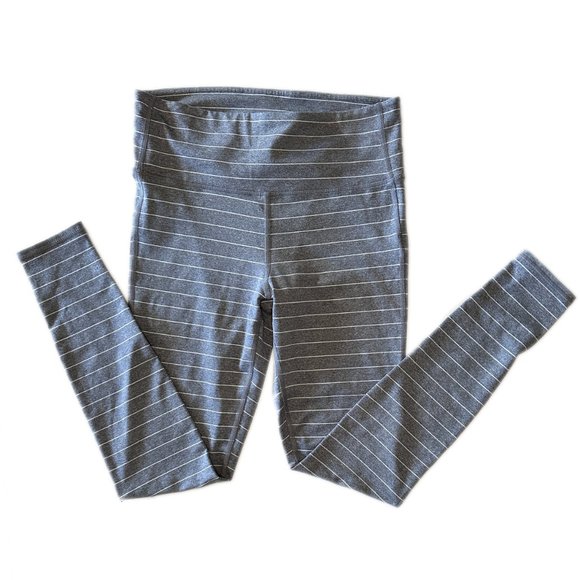 Athleta Pants - NWOT Athleta Yoga Leggings Pants Full Length Sz MED Gray w/White Stripes